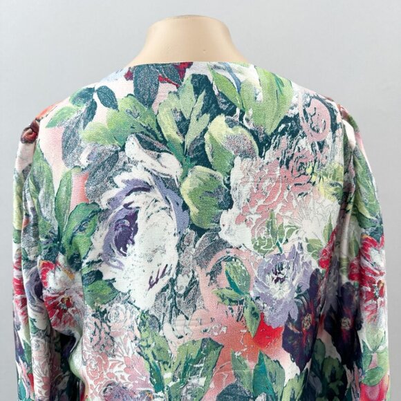 Sundance Samantha Silk Long Sleeve Boho Floral Pleated V-Neck Empire Top Women S - Picture 11 of 12
